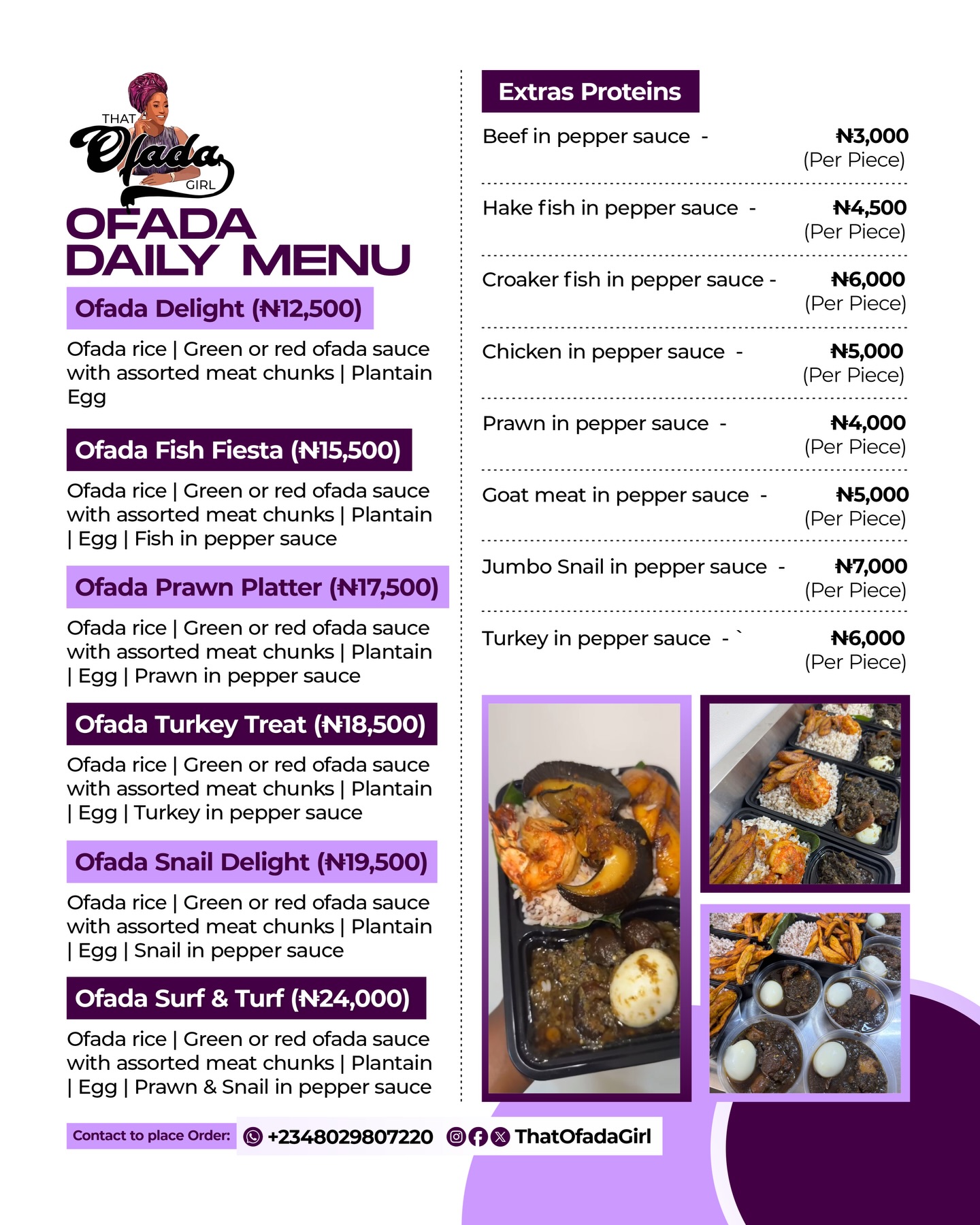 Daily menu board in the kitchen